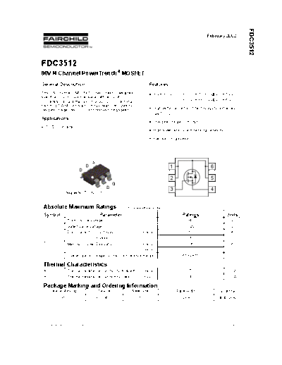 Fairchild Semiconductor fdc3512  . Electronic Components Datasheets Active components Transistors Fairchild Semiconductor fdc3512.pdf