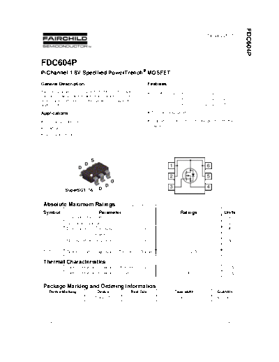 Fairchild Semiconductor fdc604p  . Electronic Components Datasheets Active components Transistors Fairchild Semiconductor fdc604p.pdf