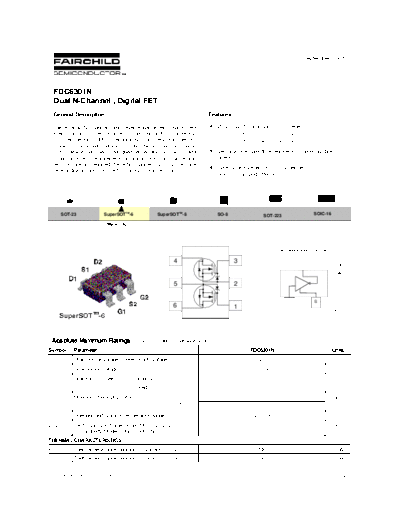 Fairchild Semiconductor fdc6301n  . Electronic Components Datasheets Active components Transistors Fairchild Semiconductor fdc6301n.pdf