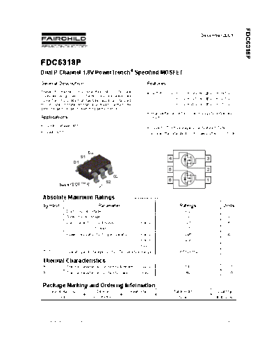 Fairchild Semiconductor fdc6318p  . Electronic Components Datasheets Active components Transistors Fairchild Semiconductor fdc6318p.pdf
