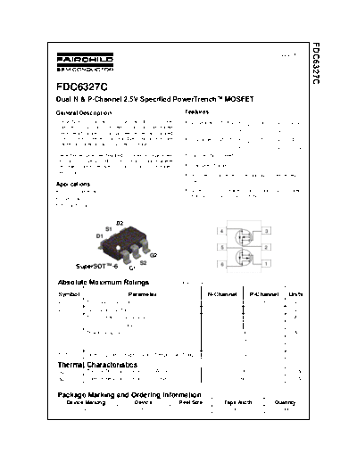 Fairchild Semiconductor fdc6327c  . Electronic Components Datasheets Active components Transistors Fairchild Semiconductor fdc6327c.pdf