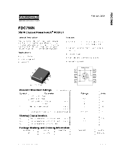 Fairchild Semiconductor fdc796n  . Electronic Components Datasheets Active components Transistors Fairchild Semiconductor fdc796n.pdf