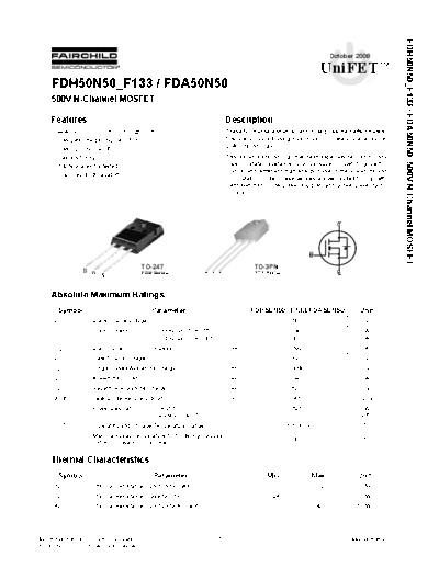 Fairchild Semiconductor fdh50n50 f133 fda50n50  . Electronic Components Datasheets Active components Transistors Fairchild Semiconductor fdh50n50_f133_fda50n50.pdf