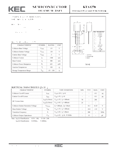 KEC kta1270  . Electronic Components Datasheets Active components Transistors KEC kta1270.pdf