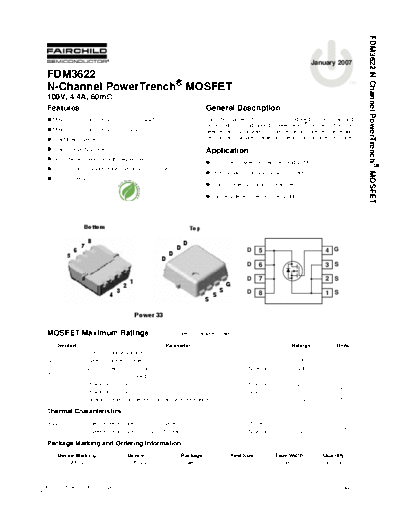 Fairchild Semiconductor fdm3622  . Electronic Components Datasheets Active components Transistors Fairchild Semiconductor fdm3622.pdf