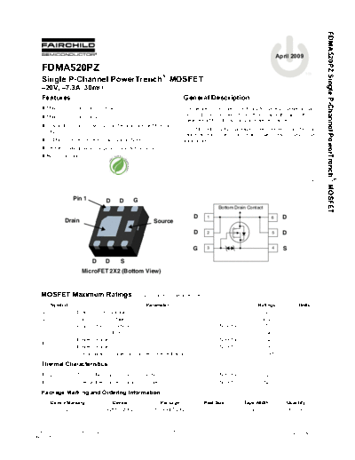 Fairchild Semiconductor fdma520pz  . Electronic Components Datasheets Active components Transistors Fairchild Semiconductor fdma520pz.pdf