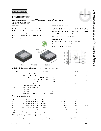 Fairchild Semiconductor fdmc3020dc  . Electronic Components Datasheets Active components Transistors Fairchild Semiconductor fdmc3020dc.pdf