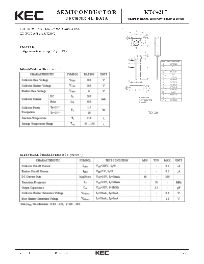 KEC ktc4217  . Electronic Components Datasheets Active components Transistors KEC ktc4217.pdf
