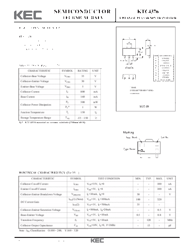 KEC ktc4376  . Electronic Components Datasheets Active components Transistors KEC ktc4376.pdf