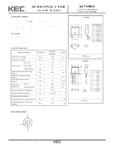 KEC kf7n50d-i  . Electronic Components Datasheets Active components Transistors KEC kf7n50d-i.pdf