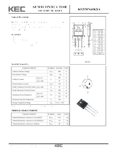 KEC kgt50n60kda  . Electronic Components Datasheets Active components Transistors KEC kgt50n60kda.pdf
