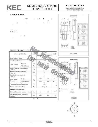 KEC khb3d0n70p f  . Electronic Components Datasheets Active components Transistors KEC khb3d0n70p_f.pdf