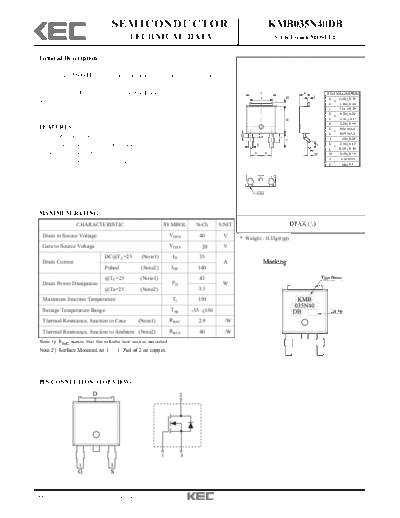 KEC kmb035n40db  . Electronic Components Datasheets Active components Transistors KEC kmb035n40db.pdf