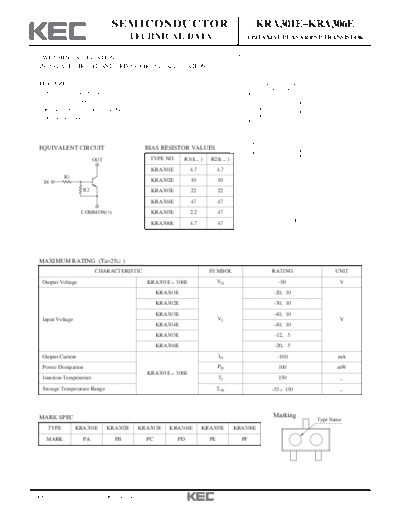 KEC kra301 6e  . Electronic Components Datasheets Active components Transistors KEC kra301_6e.pdf