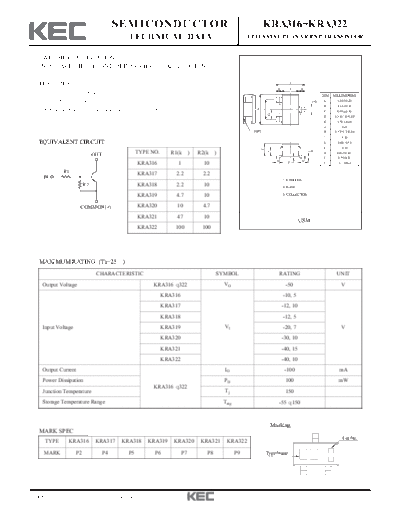 KEC kra316 22  . Electronic Components Datasheets Active components Transistors KEC kra316_22.pdf