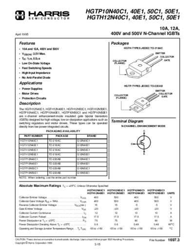 Harris hgtp10n4  . Electronic Components Datasheets Active components Transistors Harris hgtp10n4.pdf