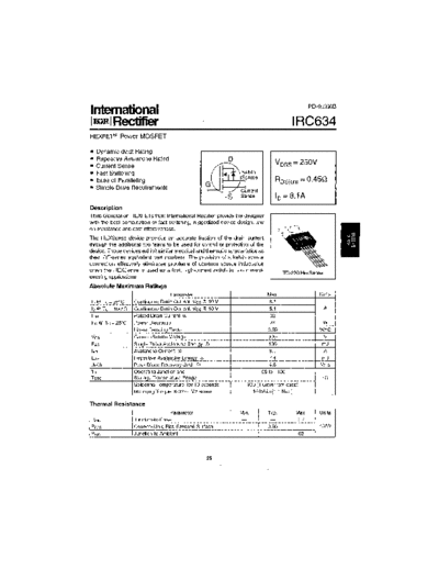 International Rectifier irc634  . Electronic Components Datasheets Active components Transistors International Rectifier irc634.pdf