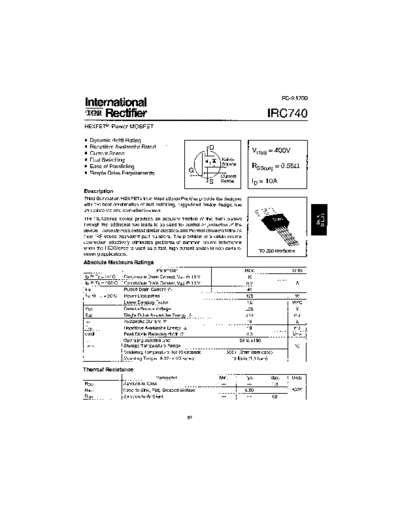 International Rectifier irc740  . Electronic Components Datasheets Active components Transistors International Rectifier irc740.pdf