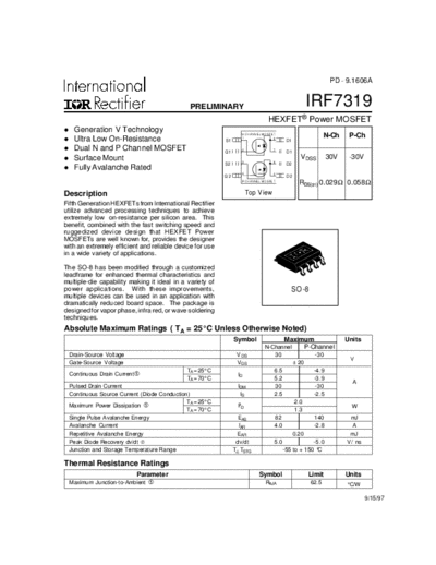 International Rectifier irf7319  . Electronic Components Datasheets Active components Transistors International Rectifier irf7319.pdf