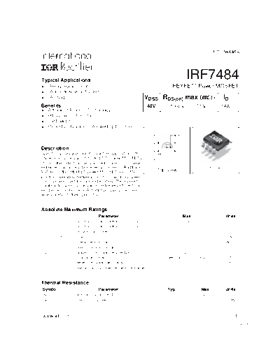 International Rectifier irf7484  . Electronic Components Datasheets Active components Transistors International Rectifier irf7484.pdf