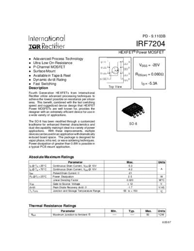 International Rectifier irf7204  . Electronic Components Datasheets Active components Transistors International Rectifier irf7204.pdf