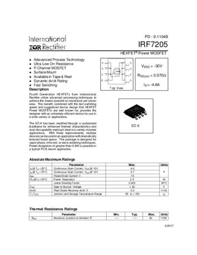 International Rectifier irf7205  . Electronic Components Datasheets Active components Transistors International Rectifier irf7205.pdf