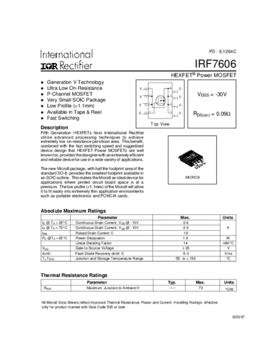 International Rectifier irf7606  . Electronic Components Datasheets Active components Transistors International Rectifier irf7606.pdf