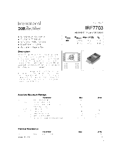 International Rectifier irf7703  . Electronic Components Datasheets Active components Transistors International Rectifier irf7703.pdf