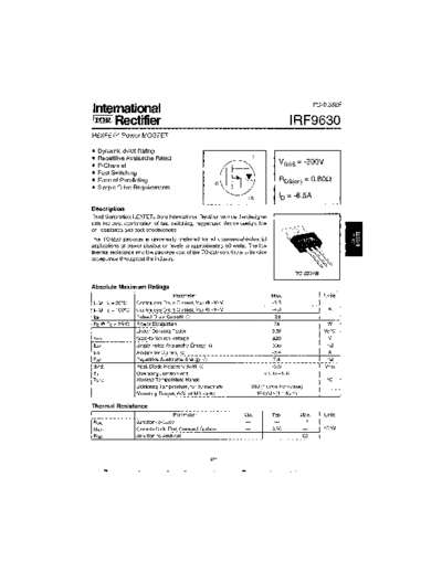 International Rectifier irf9630  . Electronic Components Datasheets Active components Transistors International Rectifier irf9630.pdf