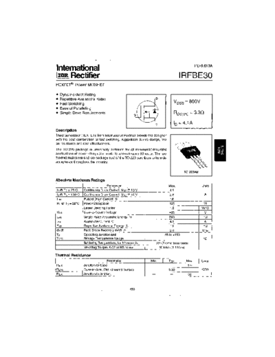 International Rectifier irfbe30  . Electronic Components Datasheets Active components Transistors International Rectifier irfbe30.pdf