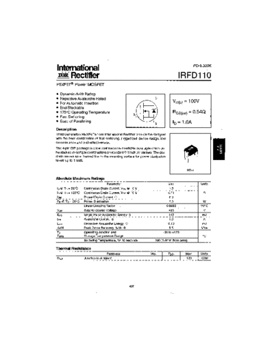 International Rectifier irfd110  . Electronic Components Datasheets Active components Transistors International Rectifier irfd110.pdf