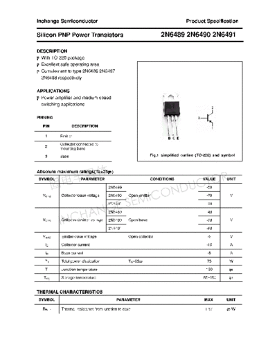 Inchange Semiconductor 2n6489 2n6490 2n6491  . Electronic Components Datasheets Active components Transistors Inchange Semiconductor 2n6489_2n6490_2n6491.pdf