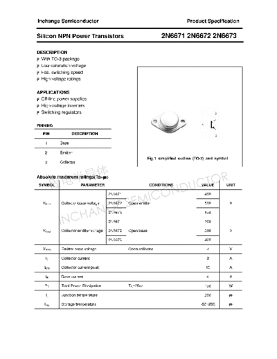Inchange Semiconductor 2n6671 2n6672 2n6673  . Electronic Components Datasheets Active components Transistors Inchange Semiconductor 2n6671_2n6672_2n6673.pdf