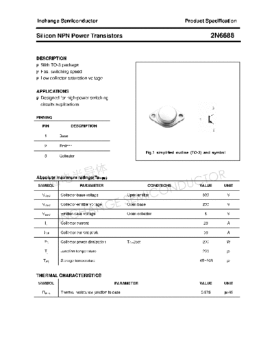Inchange Semiconductor 2n6688  . Electronic Components Datasheets Active components Transistors Inchange Semiconductor 2n6688.pdf