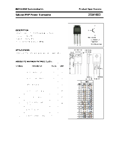 Inchange Semiconductor 2sa1693  . Electronic Components Datasheets Active components Transistors Inchange Semiconductor 2sa1693.pdf