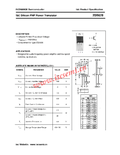 Inchange Semiconductor 2sb628  . Electronic Components Datasheets Active components Transistors Inchange Semiconductor 2sb628.pdf