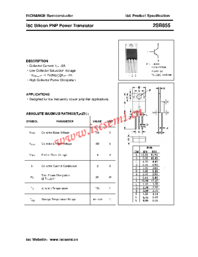 Inchange Semiconductor 2sb855  . Electronic Components Datasheets Active components Transistors Inchange Semiconductor 2sb855.pdf