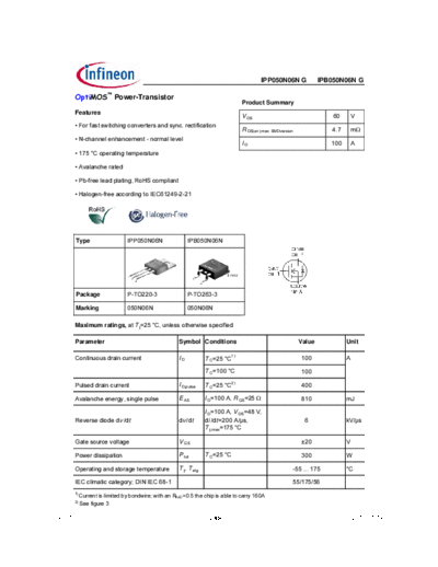 Infineon ipb050n06ng ipp050n06ng rev1.16  . Electronic Components Datasheets Active components Transistors Infineon ipb050n06ng_ipp050n06ng_rev1.16.pdf