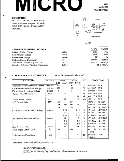 MicroElectronics 2n5830 2n5831  . Electronic Components Datasheets Active components Transistors MicroElectronics 2n5830_2n5831.pdf