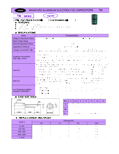 Xunda [radial thru-hole] TM Series  . Electronic Components Datasheets Passive components capacitors Xunda Xunda [radial thru-hole] TM Series.pdf