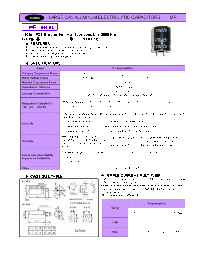 Xunda [snap-in] MP Series  . Electronic Components Datasheets Passive components capacitors Xunda Xunda [snap-in] MP Series.pdf