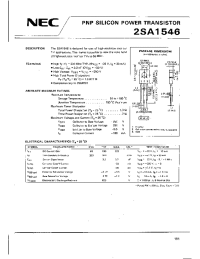 NEC 2sa1546  . Electronic Components Datasheets Active components Transistors NEC 2sa1546.pdf