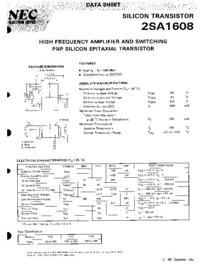NEC 2sa1608  . Electronic Components Datasheets Active components Transistors NEC 2sa1608.pdf