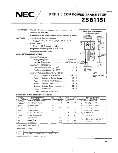 NEC 2sb1151  . Electronic Components Datasheets Active components Transistors NEC 2sb1151.pdf