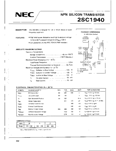 NEC 2sc1940  . Electronic Components Datasheets Active components Transistors NEC 2sc1940.pdf