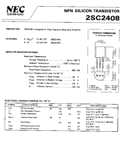 NEC 2sc2408  . Electronic Components Datasheets Active components Transistors NEC 2sc2408.pdf