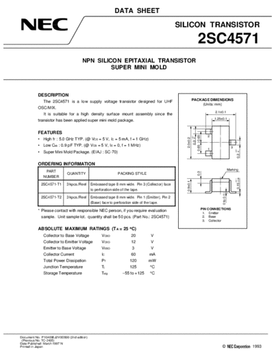 NEC 2sc4571  . Electronic Components Datasheets Active components Transistors NEC 2sc4571.pdf