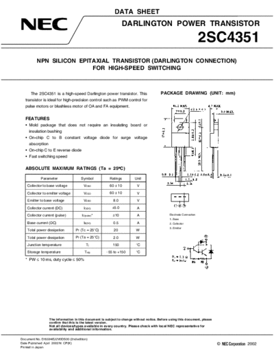 NEC 2sc4351  . Electronic Components Datasheets Active components Transistors NEC 2sc4351.pdf