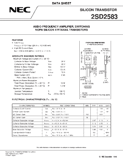 NEC 2sd2583  . Electronic Components Datasheets Active components Transistors NEC 2sd2583.pdf