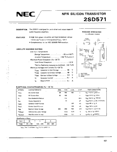 NEC 2sd571  . Electronic Components Datasheets Active components Transistors NEC 2sd571.pdf